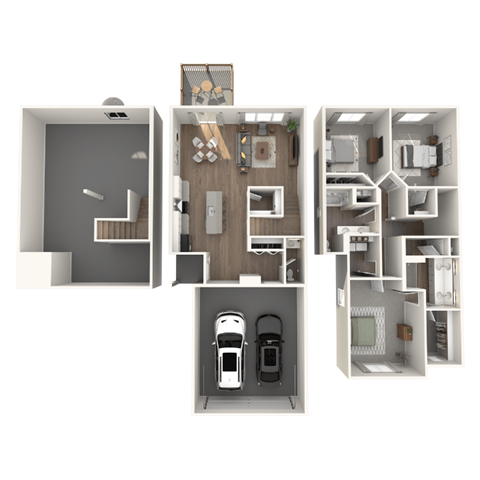 3 bedroom 2.5 bathroom duplex floor plan at Okemos Grand Reserve in Okemos, MI